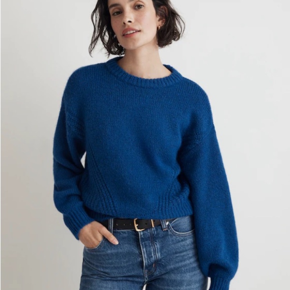 Madewell wool blend wedge sweater in noble blue
